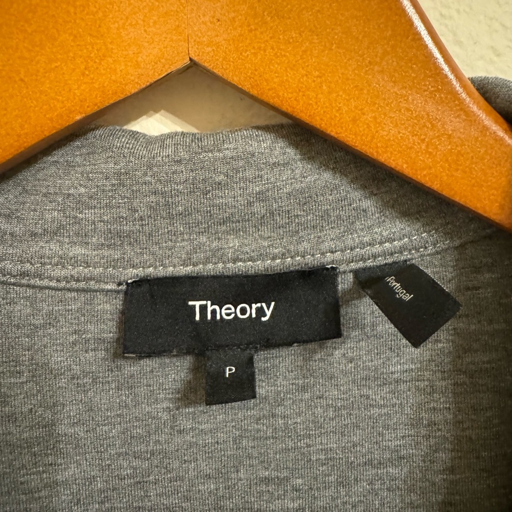 Theory Women’s Short Sleeve Crop Polo Shirt Tee Top Soft Viscose Jersey Grey P - Picture 2 of 11
